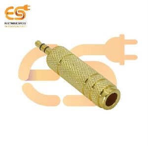 Mono 3.5mm male to 6.35mm female Golden color audio connector