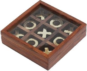 Handmade Wooden Tic Tac Toe Board Game