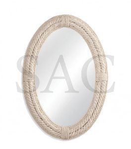 Oval White Rope Mirror