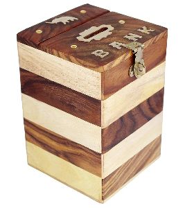 Square Wooden Money Box