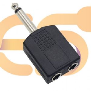 Single 6.35mm male to two 6.35mm female dual splitter interface audio connector