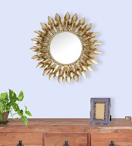 Glass And Iron Sunflower Wall Mirror