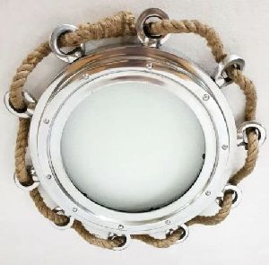 Silver Finish Port Glass Wall Hanging Ship