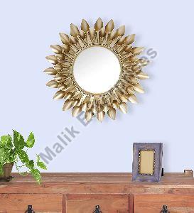Glass And Iron Sunflower Wall Mirror