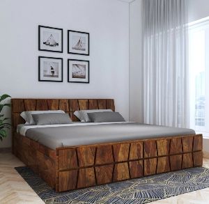 sheesham wood box storage bedroom king size bed