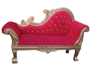 Two Seater Red and Golden Wedding Sofa