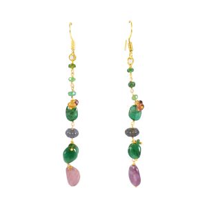 green purple emerald earring