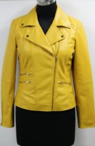 Fancy Ladies Yellow Leather Jacket