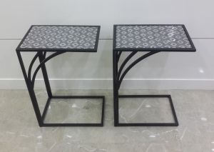 Mosaic Top C Shaped Side Table