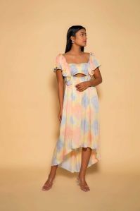 Calista Elegant Check Dyed Maternity Dress