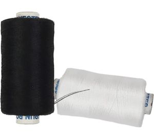Polyester swing thread black and white 1000 M 3 ply