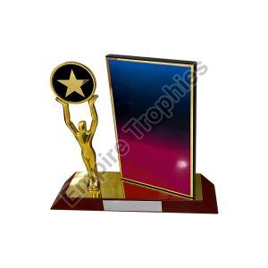 Golden Acrylic Designed Trophy, Size : Customised