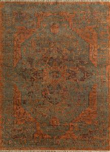 Red Orange Hand Knotted Rug