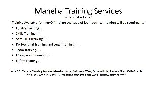 Maneha Training Services