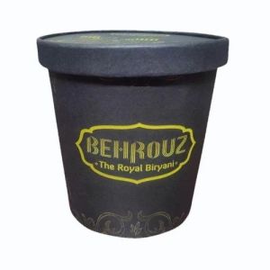 Black Printed Round Paper Container