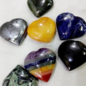 Multicolor Gemstone Puffy Hearts healing Stone