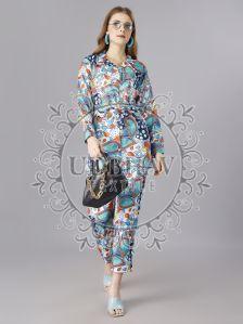 Ladies Blue Cotton Blend Co-Ord Set