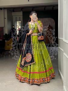 Pure Cotton Gamthi Work With Paper Mirror Work Garba Dress