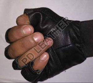 Mens Black Leather Gym Gloves