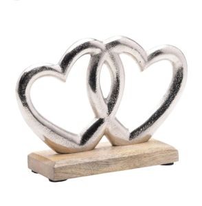Metal Double Heart Sculpture
