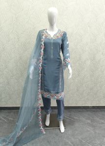 Designer Embroidered Tunic With Designer  Pant