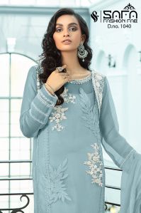 Embroidered Georgette Tunic With Designer  Pant