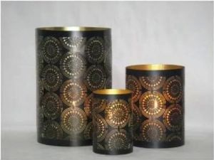 Metal Cylindrical Candle Holder Set