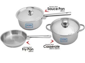 United Ucook Lifetime Stainless Steel Cookware Combo Set With Lid