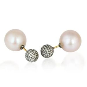 silver pearl tunnel earring