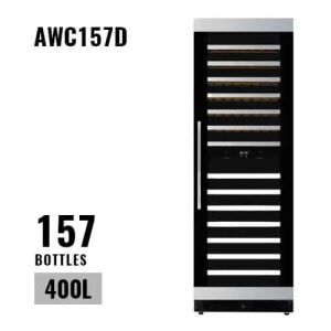 aavta 157 bottles dual zone completely 3 layered smoked glass wood  cooler