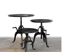 Industrial Round Crank Metal Table