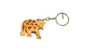 Wooden Elephant Keychain
