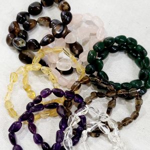 Natural gemstone tumble beaded stretch stone bracelets