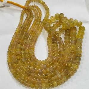 Natural yellow sapphire rondelle gemstone beads