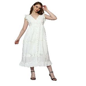 Ladies Voile Flared Dress With Pintucks