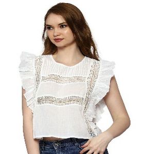 Ladies White Lace Insert Top