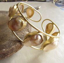 Oyster Pearl Statement Vintage Wing Angel Jewelry Cuff
