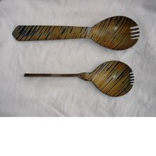 hand made spoons made from wood and horn suitable