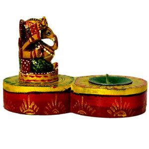 Santarms Handmade Wooden Ganesh Candle