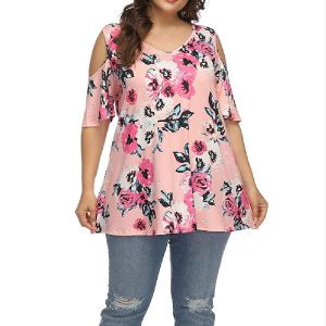 Clothing Floral Printing Tunic Top T Shirts
