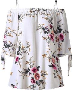 ZAFUL Plus Size Floral Classic Straps Cold Shoulder Regular Sleeve Blouse Shirt Top