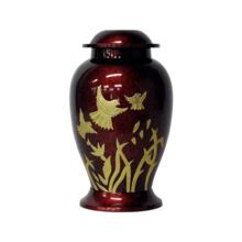 Flying Dove Maroon Brass Cremation Urn