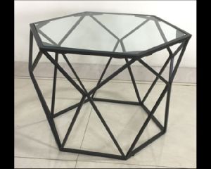 Metal & Glass Side Table For Drawing Room