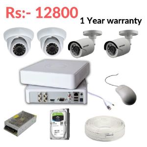 4 Cameras 2 MP Day and Night HD CCTV Cameras (2 Dome + 2 Bullet) Installation