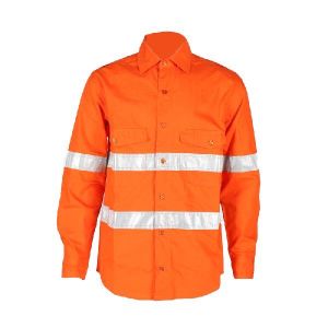 Optional 100% cotton safety factory worker shirt with reflective strips
