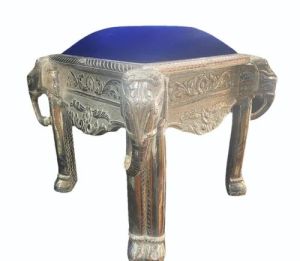 Silver Plated Wood Stool