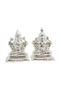 Silver Laksmi And Ganesh Idols