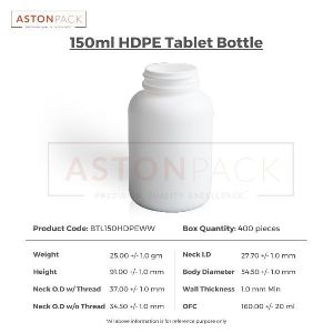 150ml HDPE Tablet / Pill / Capsule Packer Bottles