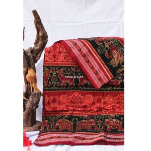 Red Sapta Ghari Sambalpuri  IKAT Cotton Handloom Saree