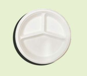 9 Inch Bagasse 3 CP Round Plate